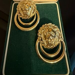 Anne Klein Gold Lion Earrings